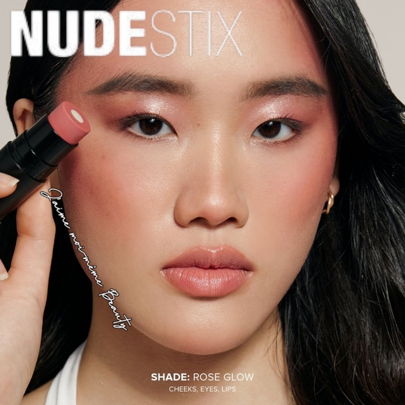 NUDESTIX Glow Core Rose Glow All Cream Blush, Lip & Eye Makeup Stick (Rose Pearl - Picture 1 of 13